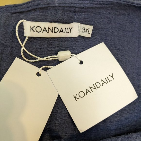 KOANDAILY Navy Pom-Pom Bell Sleeves Boho Midi Dress - size 3XL* NWT - Picture 9 of 11